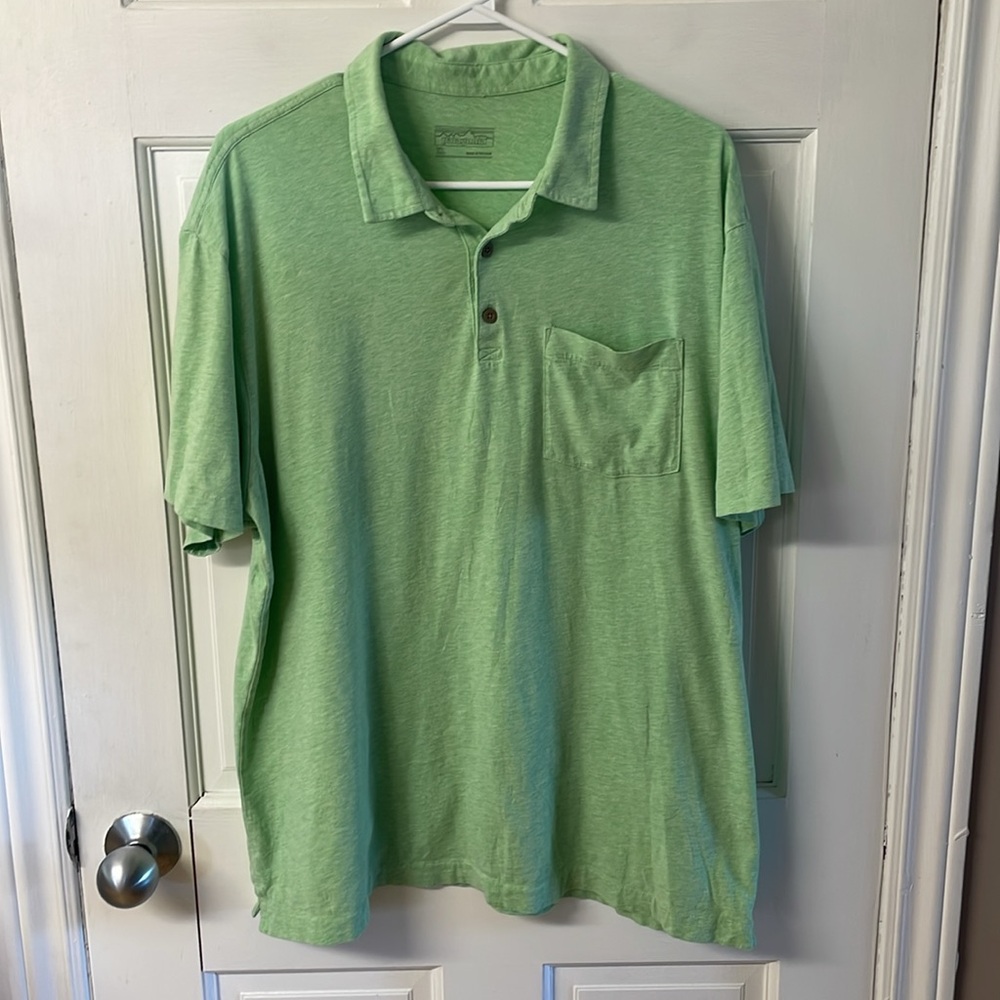 Patagonia organic cotton lightweight polo shirt in heathered green men’s size XL